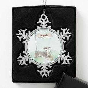 Ornement Flocon De Neige Nom personnalisé Italien Greyhound Animal Chien