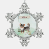 Ornement Flocon De Neige Nom personnalisé Long Haired Chihuahua Chien anima (Devant)