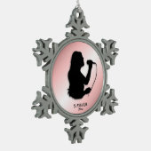 Ornement Flocon De Neige Nom personnel et date roses de chanteuse (Gauche)