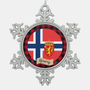 Ornement Flocon De Neige Norvège patriotique, plaid de buffle, drapeau norv