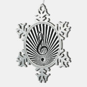 Ornement Flocon De Neige Note de musique Clé noir et blanc sur Starburst (Vue impression)