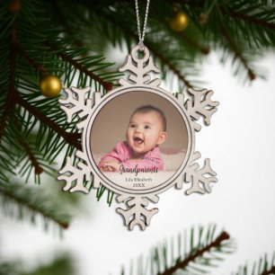 Ornement Flocon De Neige Notre 1er Noël en tant que grands-parents Photo de