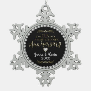 Ornement Flocon De Neige Notre premier anniversaire de Mariage
