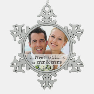 Ornement Flocon De Neige Notre premier Noël en tant qu'ornement Mr & Mrs Sn