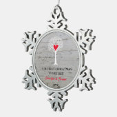 Ornement Flocon De Neige Notre premier Noël ensemble amour bois (Vue impression)