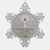 Ornement Flocon De Neige Notre premier Noël ensemble amour bois (Devant)