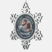 Ornement Flocon De Neige Notre premier Noël M. et Mme Newlysée élégant (Vue impression)