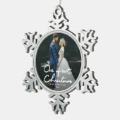 Ornement Flocon De Neige Notre première photo de Noël chic Keepsaké (Vue impression)