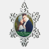 Ornement Flocon De Neige Notre première photo verte de Noël (Vue impression)