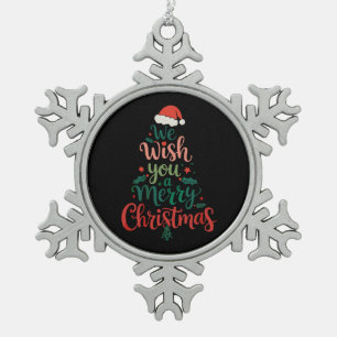 Ornement Flocon De Neige Nous vous souhaitons un joyeux Noël Xmas Chapeau d