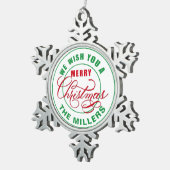 Ornement Flocon De Neige Nous Vous Souhaitons Un Joyeux Nom Personnalisé De (Vue impression)