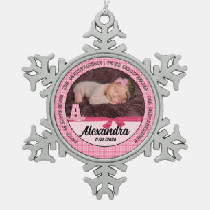Ornement Flocon De Neige Nouveaux grands-parents de la petite fille Monogor