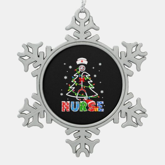 Ornement Flocon De Neige Nurse Christmas Tree Stéthoscope RNLPN Scrub (Devant)