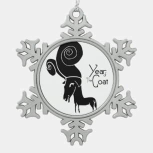 Ornement Flocon De Neige Odd Chèvre de bélier chinois Année Zodiac SnowF Or