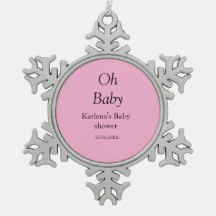 Ornement Flocon De Neige Oh bébé ajouter nom baby shower date simple minimu