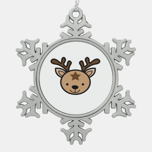 Ornement Flocon De Neige Oh Cute Deer Minimal Design  (Devant)