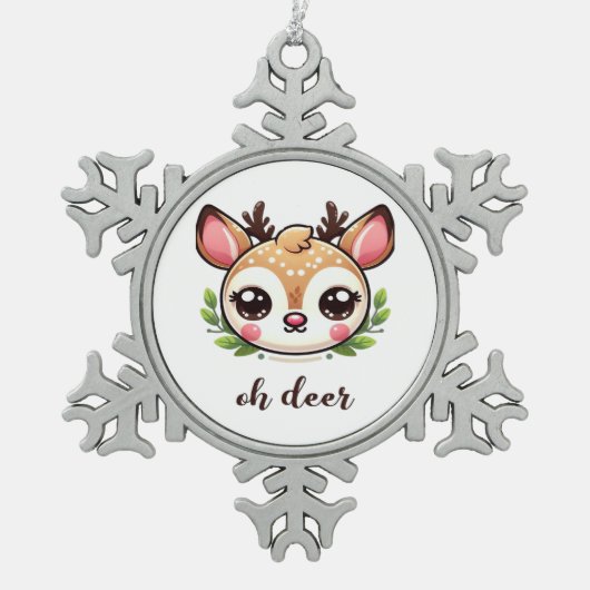 Ornement Flocon De Neige Oh Deer Cute Deer Minimal Design (Devant)