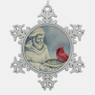 Ornement Flocon De Neige Oiseau cardinal rouge d'hiver Saint-François Aquar