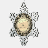 Ornement Flocon De Neige Or Chic Diamants Floraux 50e anniversaire Mariage (Vue impression)