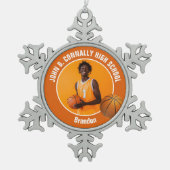 Ornement Flocon De Neige Orange Basketball Player Photo Keepsake Gift (Devant)
