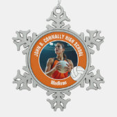 Ornement Flocon De Neige Orange Volleyball Player Photo High School (Devant)