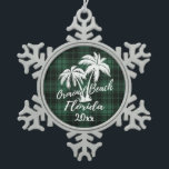 Ornement Flocon De Neige Ormond Beach Floride Palm Green Plaid<br><div class="desc">Ormond Beach Floride Palmier vert Plaid Ornement de Noël</div>