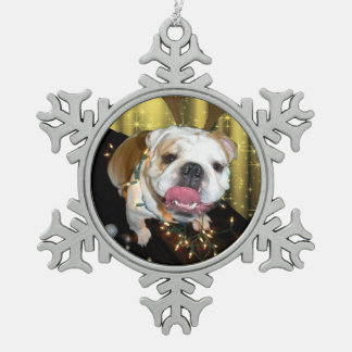 Ornement Flocon De Neige Ornement anglais de Noël de bouledogue