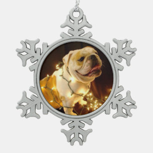 Ornement Flocon De Neige Ornement anglais de Noël de bouledogue