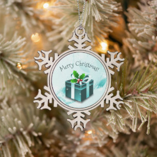 Ornement Flocon De Neige Ornement cadeau de Noël turquoise