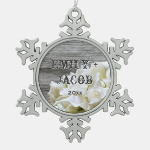 Ornement Flocon De Neige Ornement customisé rustique de fleurs blanches