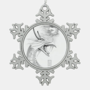 Ornement Flocon De Neige Ornement de croquis de dragon de Shivan