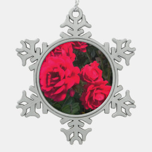 Ornement Flocon De Neige Ornement de fleurs de roses rouges