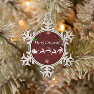 Ornement Flocon De Neige Ornement de manche et de rennes de Père Noël rouge