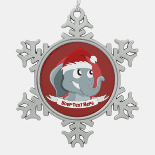 Ornement Flocon De Neige ornement de Noël avec un joli éléphant de dessin a