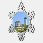 Ornement Flocon De Neige Ornement de Noël du phare de Nubble (Vue impression)