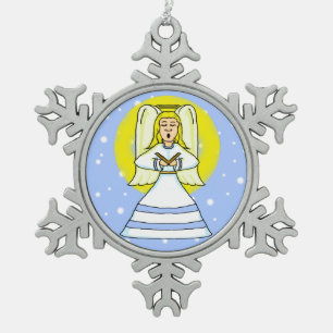Ornement Flocon De Neige Ornement de Noël en étain ange