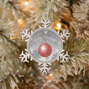 Ornement Flocon De Neige Ornement de Noël Fancy Rouge