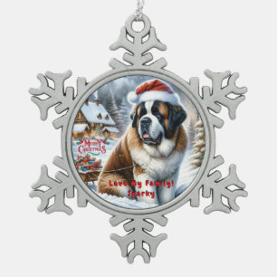 Ornement Flocon De Neige Ornement de Noël Saint Bernard sur mesure