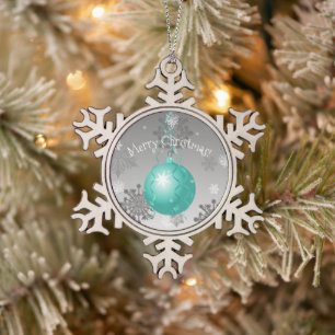 Ornement Flocon De Neige Ornement de Noël turquoise