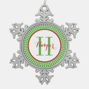 Ornement Flocon De Neige Ornement de souvenir personnalisé avec monogramme