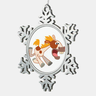 Ornement Flocon De Neige Ornement d'égout de Cheval Pinto Cartoon animé