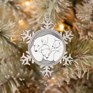 Ornement Flocon De Neige Ornement d'ours polaire Déco de vacances Oursons D