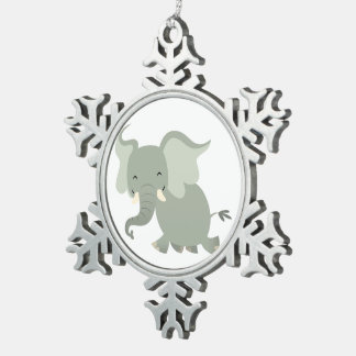 Ornement Flocon De Neige Ornement en étain d'éléphant de dessin animé joyeu