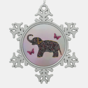 Ornement Flocon De Neige Ornement exotique d'éléphant de bijou