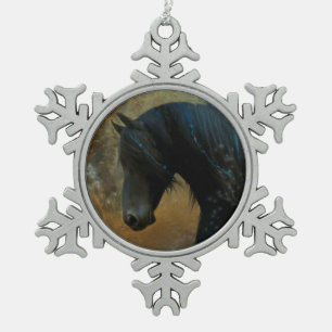 Ornement Flocon De Neige Ornement frison de Noël de cheval