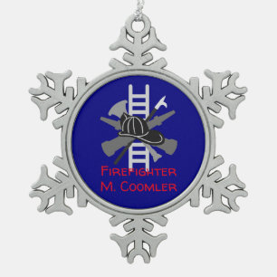 Ornement Flocon De Neige Ornement personnalisé de Noël de sapeur-pompier