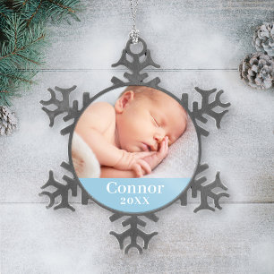 Ornement Flocon De Neige Ornement photo personnalisé avec le nom de bébé ga