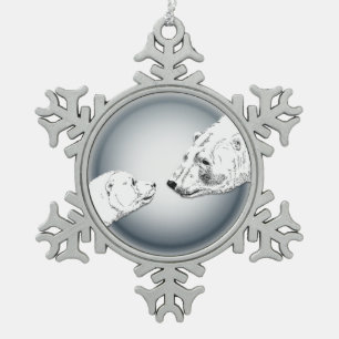 Ornement Flocon De Neige Ours Polaire Ornement de vacances Ours Art Décorat