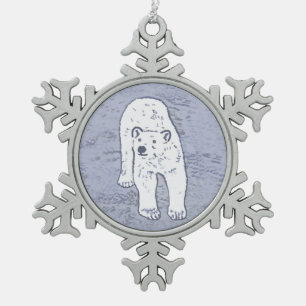 Ornement Flocon De Neige Ours polaire sur la peinture sur glace - Art origi