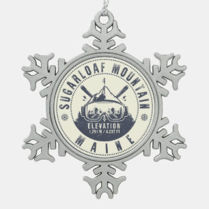 Ornement Flocon De Neige Pain de sucre Maine Mountain Ski Vintage Souvenir